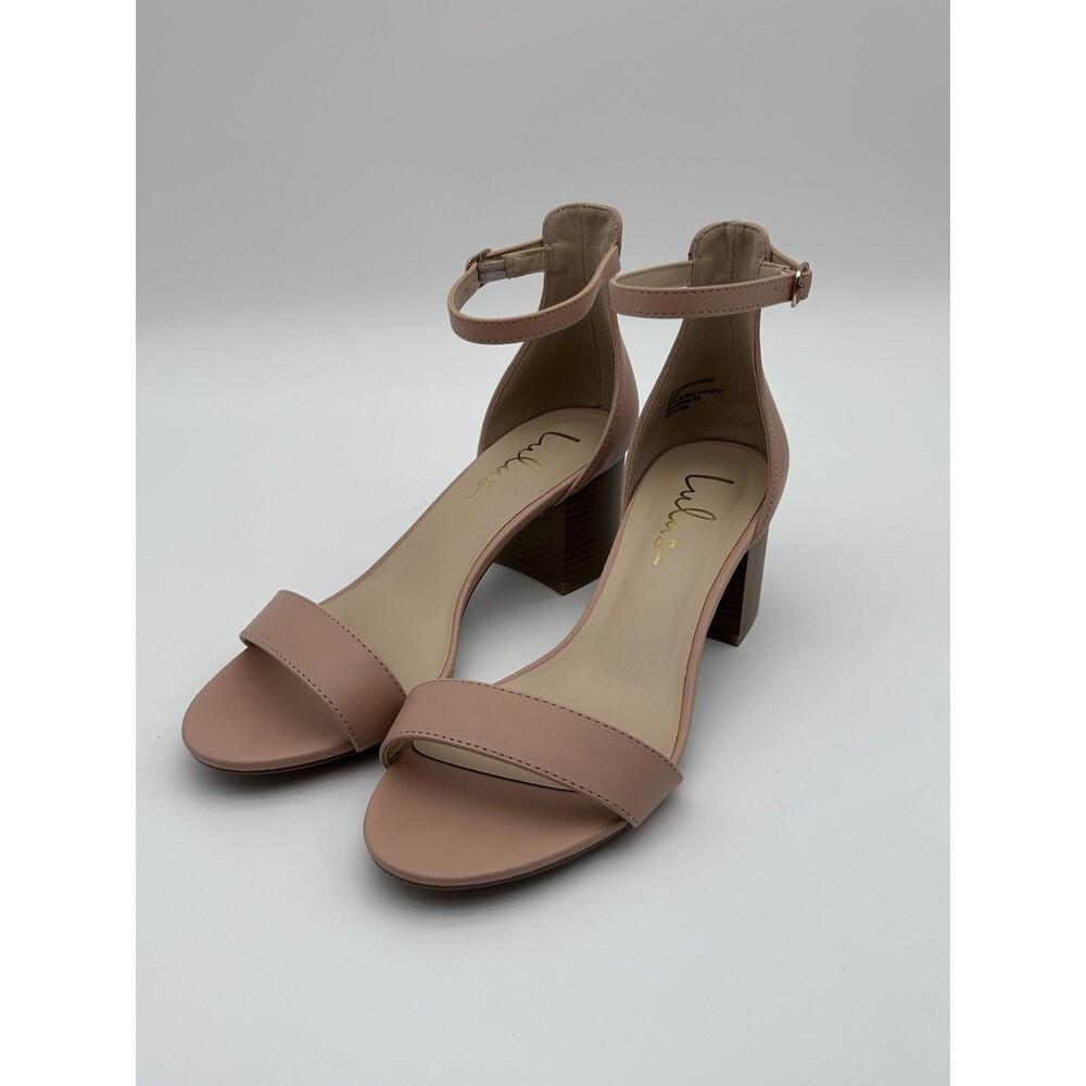 Lulus Heels Womens 8.5 Harper Stacked Rose Pink Strappy Sandals 2.5” Open Toe